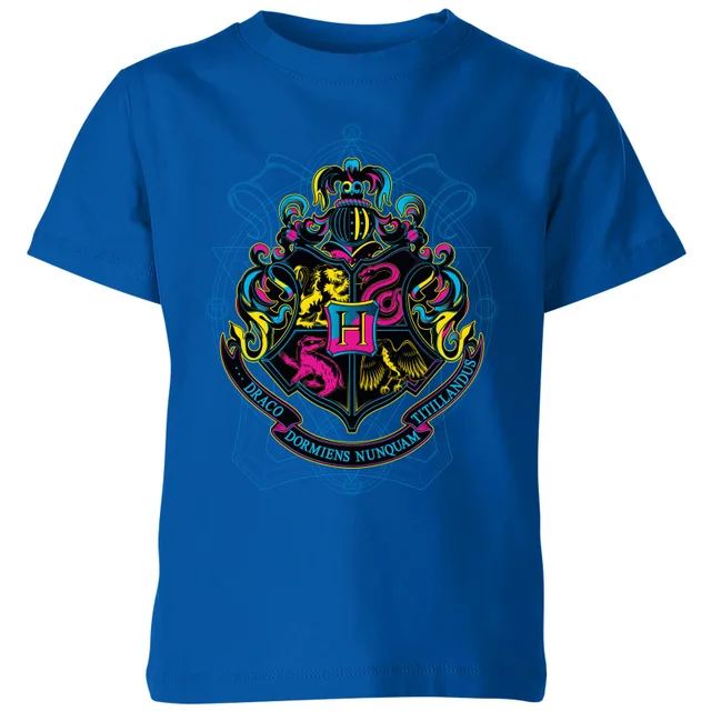 Harry Potter Hogwarts Neon Crest Kids' T-Shirt - Blue