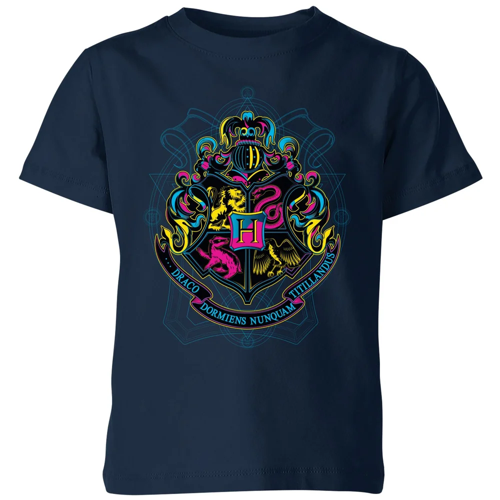 Harry Potter Hogwarts Neon Crest Kids' T-Shirt - Navy - 3-4 ans Image 1