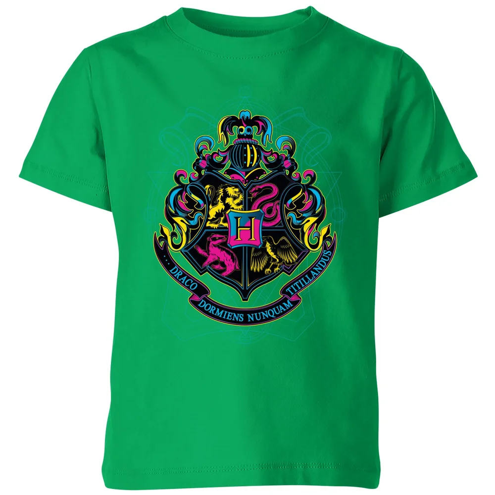 Harry Potter Hogwarts Neon Crest Kids' T-Shirt - Green - 3-4 ans Image 1
