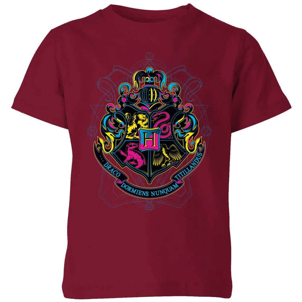 Harry Potter Hogwarts Neon Crest Kids' T-Shirt - Burgundy - 3-4 ans Image 1