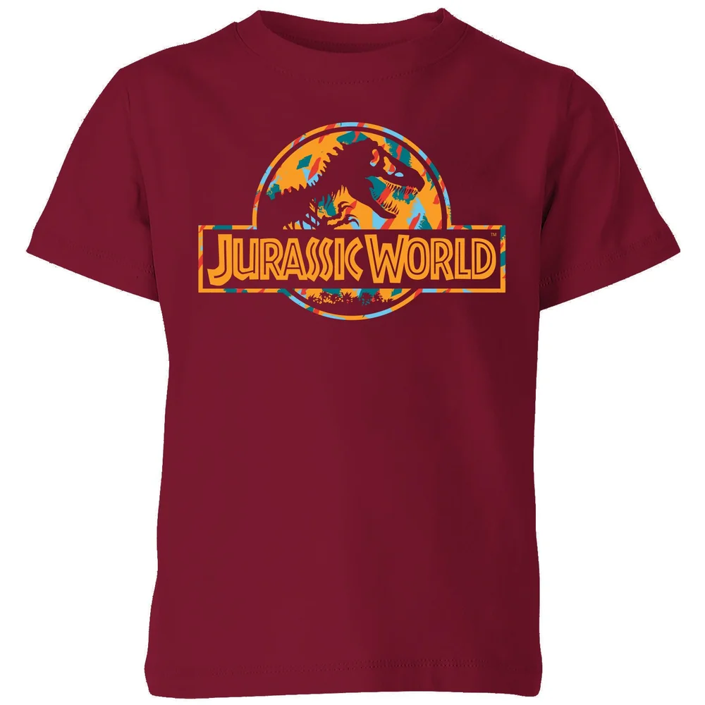 Jurassic Park Logo Tropical Kids' T-Shirt - Burgundy - 3-4 ans Image 1