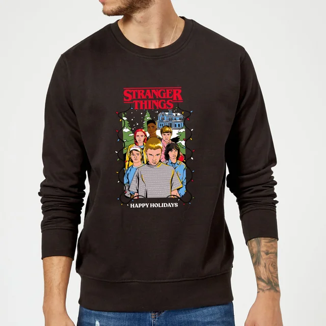 Stranger Things Happy Holidays Christmas Jumper - Black