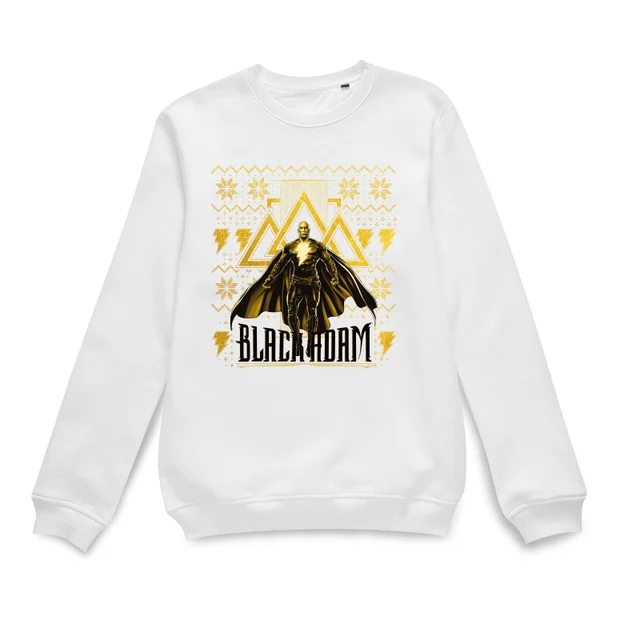 Black Adam Gold Christmas Christmas Jumper - White