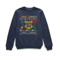 Harry Potter Pull de Noël des Maisons - Bleu Marine