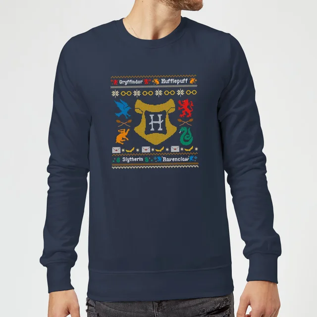 Harry Potter Pull de Noël des Maisons - Bleu Marine