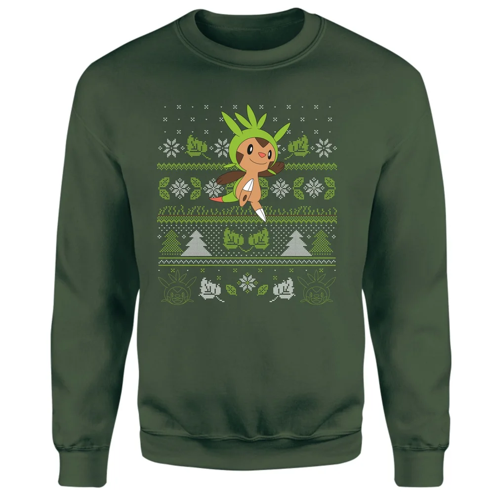 Pokemon Chespin Pull de Noël - Vert - S Image 1