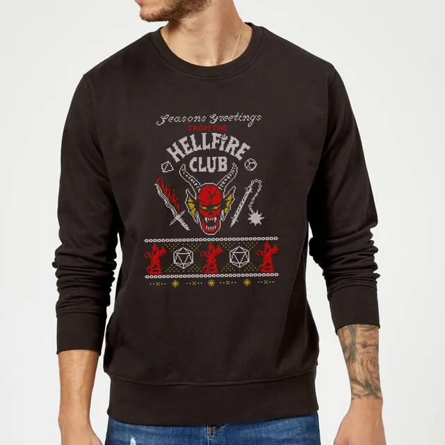 Pull de Noël Stranger Things Hellfire Club - Noir