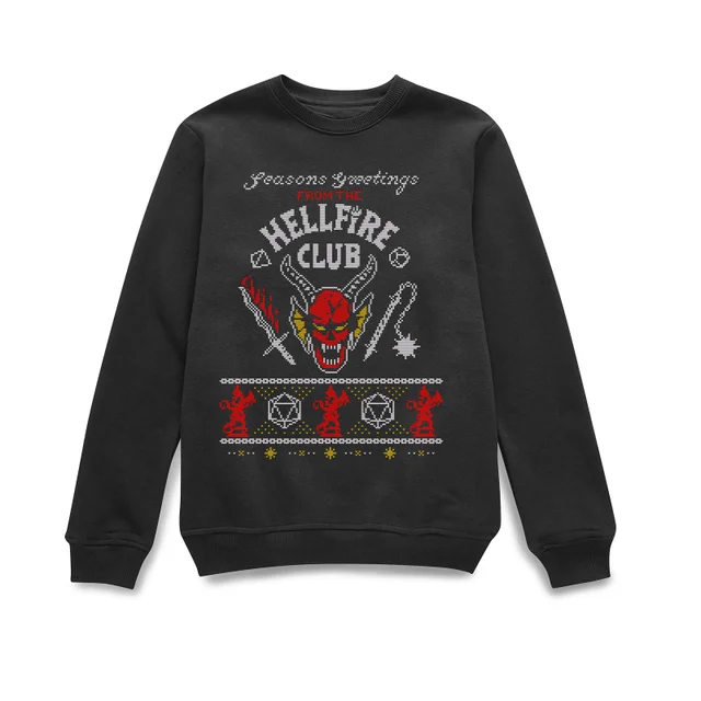 Pull de Noël Stranger Things Hellfire Club - Noir