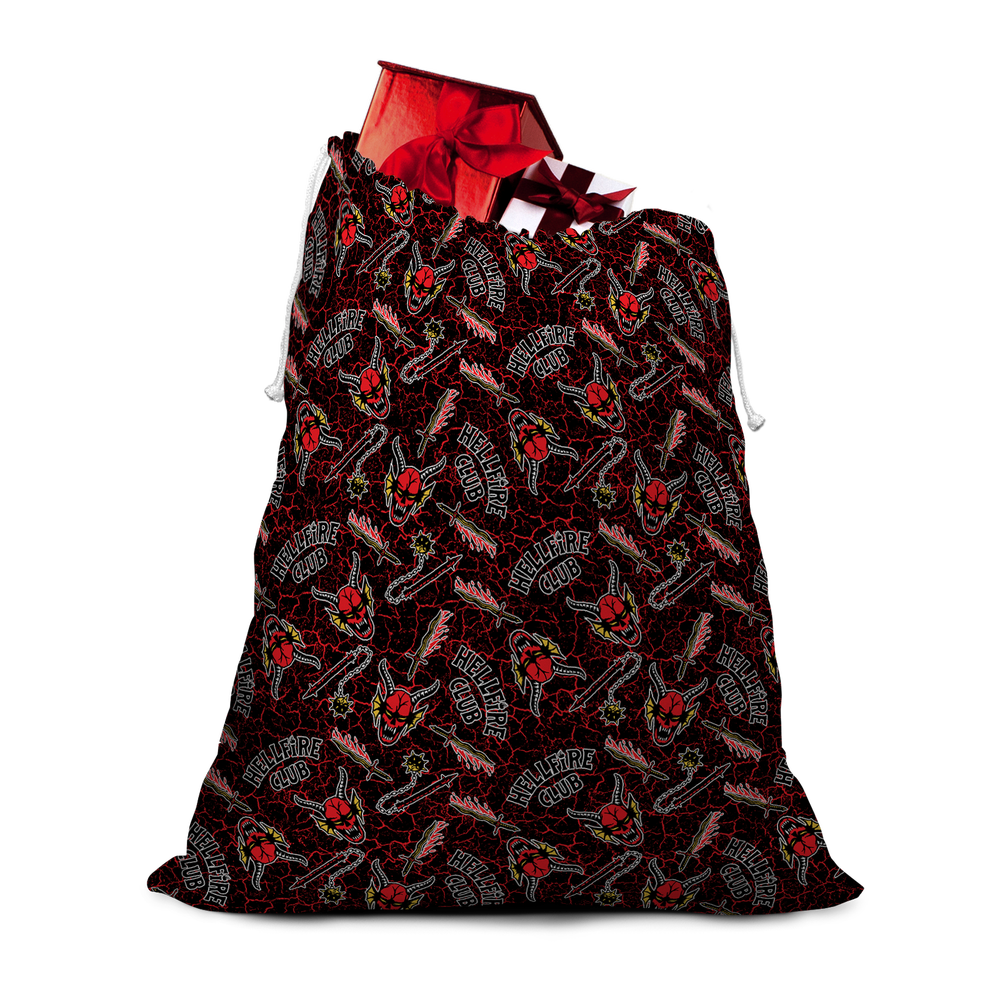 Stranger Things Hellfire Club Pattern Christmas Santa Sack Image 1