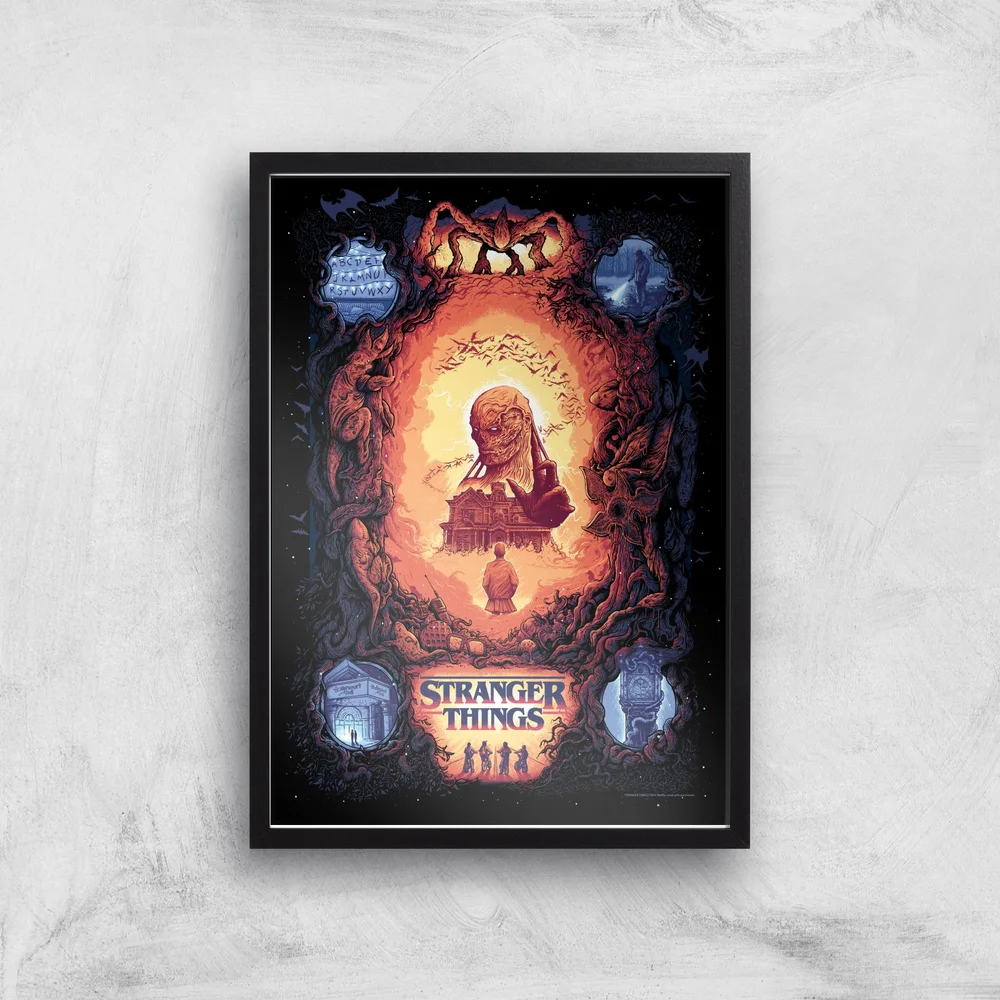 Stranger Things x Alex Hovey Vecna Illustration Giclee Art Print - A4 - Black Frame Image 1