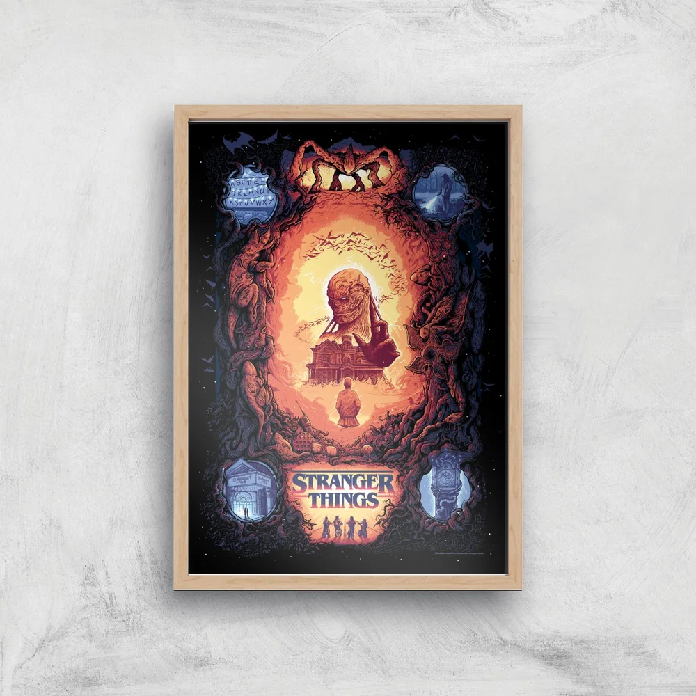 Stranger Things x Alex Hovey Vecna Illustration Giclee Art Print - A3 - Wooden Frame Image 1