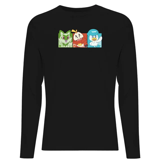 Pokemon 1st Starters Panels Unisex T-shirt à Manches Longues - Noir