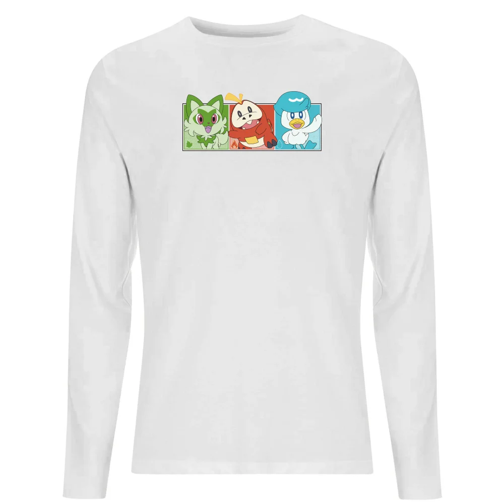 Pokemon 1st Starters Panels Unisex T-shirt à Manches Longues - Blanc - S Image 1