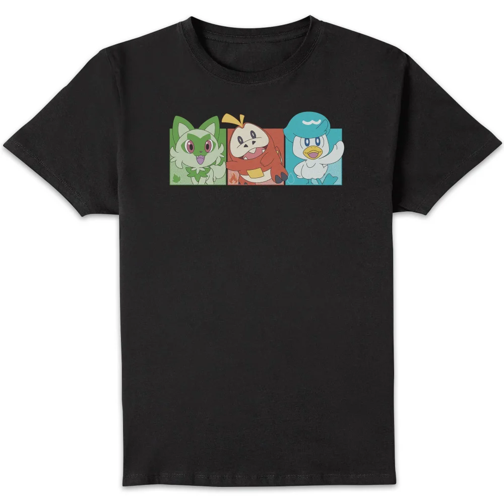 Pokemon 1st Starters Panels Unisex T-Shirt - Noir - S Image 1
