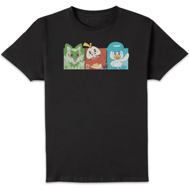 Pokemon 1st Starters Panels Unisex T-Shirt - Noir