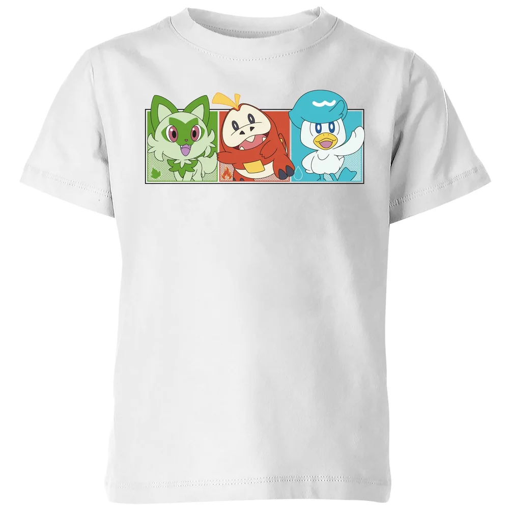 Pokemon 1st Starters Panels T-shirt pour Enfants - Blanc - 3-4 ans Image 1