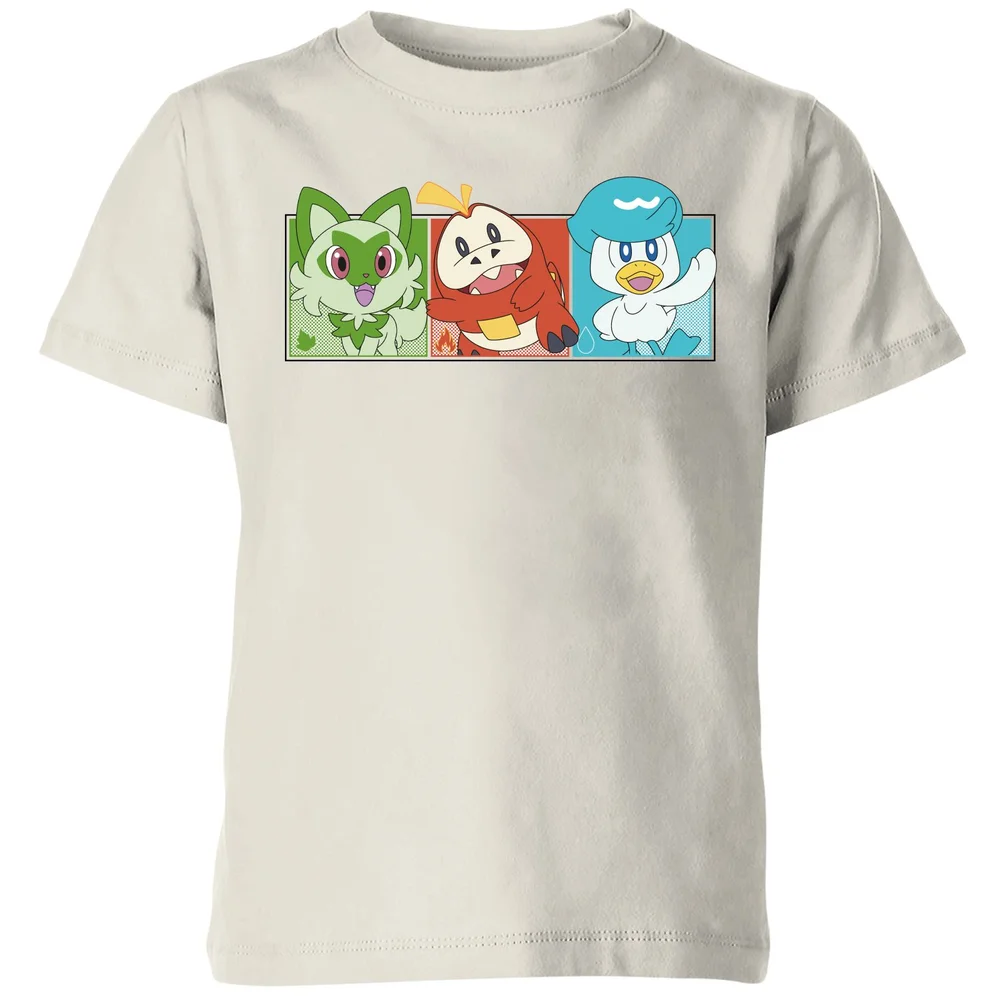 Pokemon 1st Starters Panels T-shirt pour Enfants - Crème - 5-6 ans - Crème Image 1