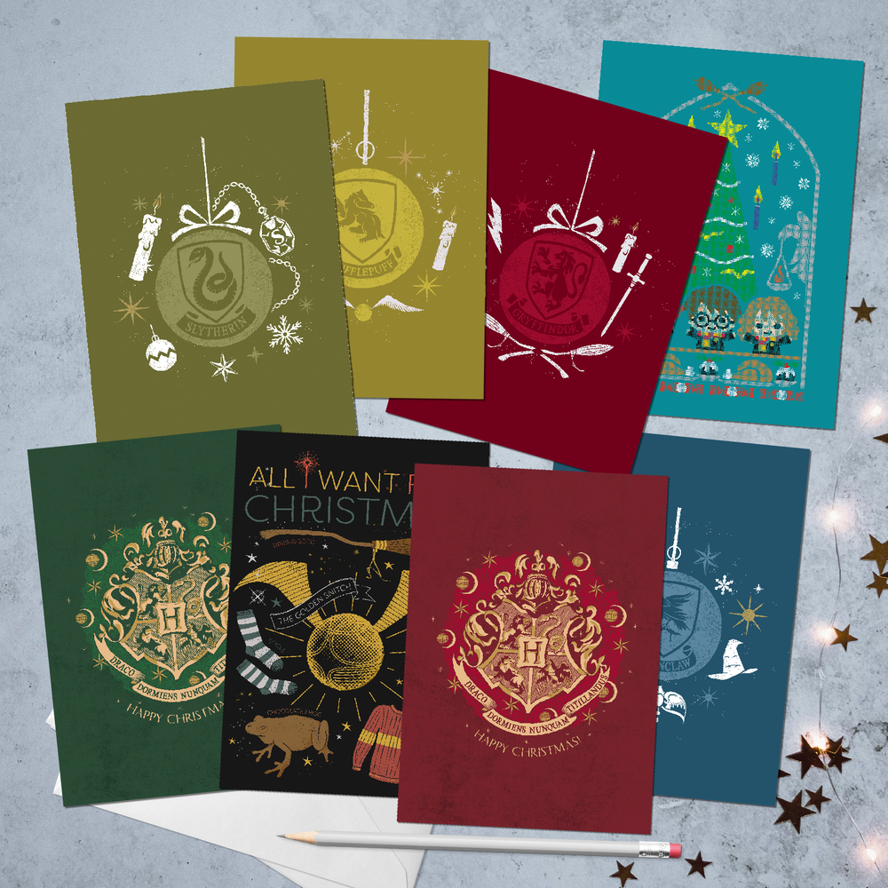 Lot de 8 cartes de vœux de Noël Harry Potter Image 1