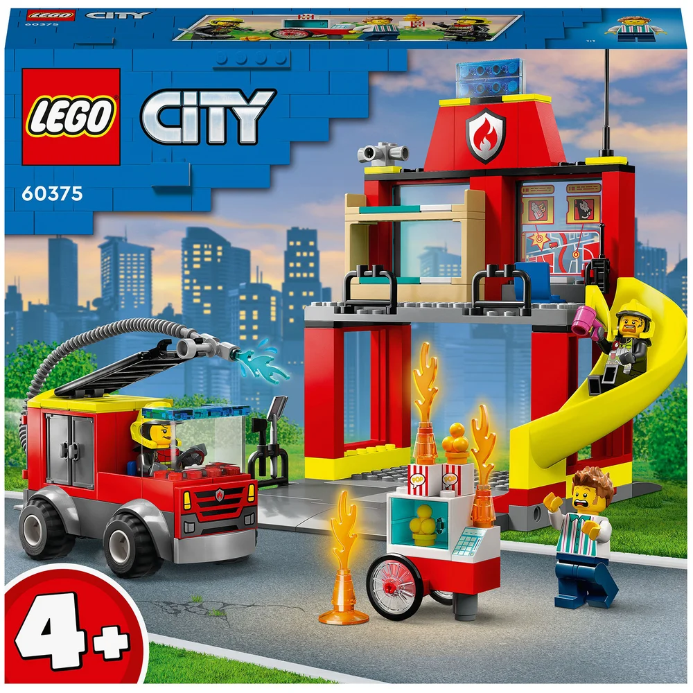 LEGO City: La Caserne et le Camion des Pompiers, Jouet Véhicule d’Urgence, Jeu Éducatif, 4 Ans(60375) Image 1