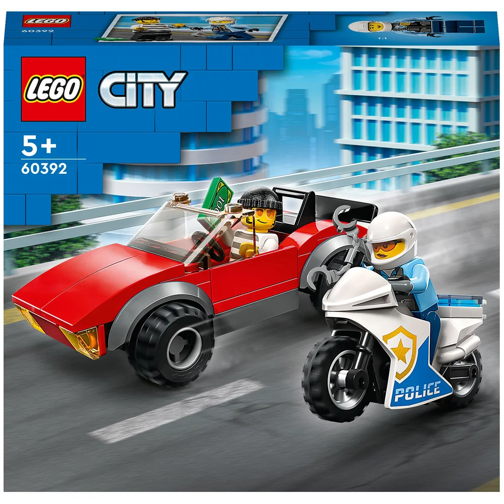 LEGO City: La Course-Poursuite de la Moto de Police, Jouet Voiture de Course et 2 Policiers(60392) Image 1