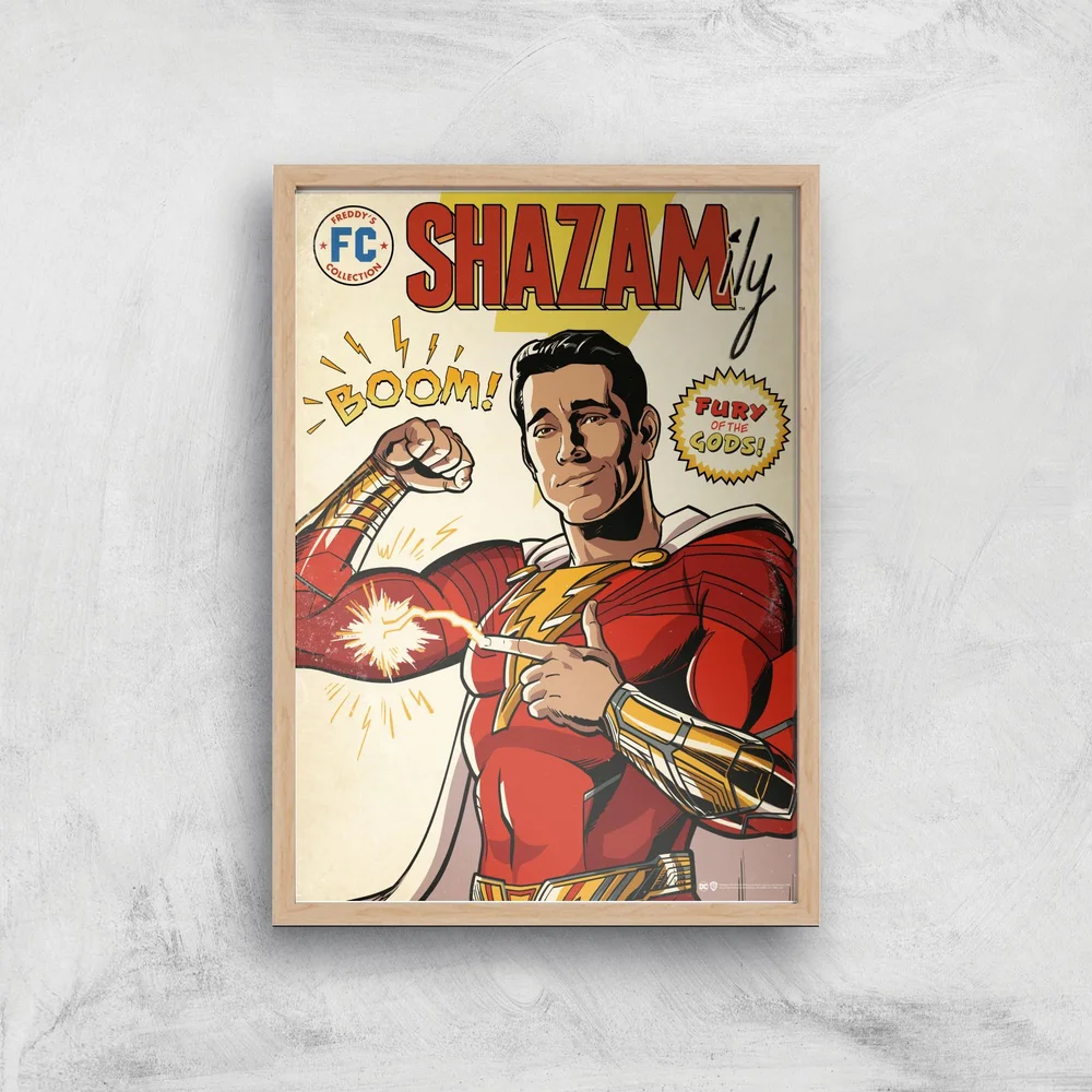 Shazam! Fury of the Gods Shazamily Giclee Art Print - A4 - Wooden Frame Image 1