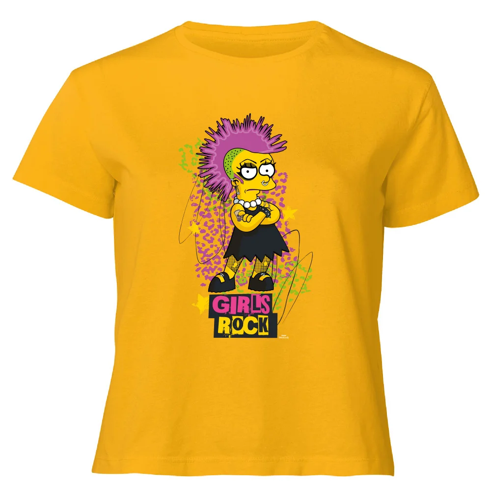 The Simpsons Lisa Girls Rock Women's Cropped T-Shirt - Mustard - XS - Moutarde Image 1