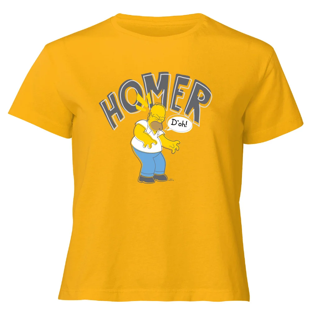 The Simpsons Homer D'Oh Women's Cropped T-Shirt - Mustard - XS - Moutarde Image 1