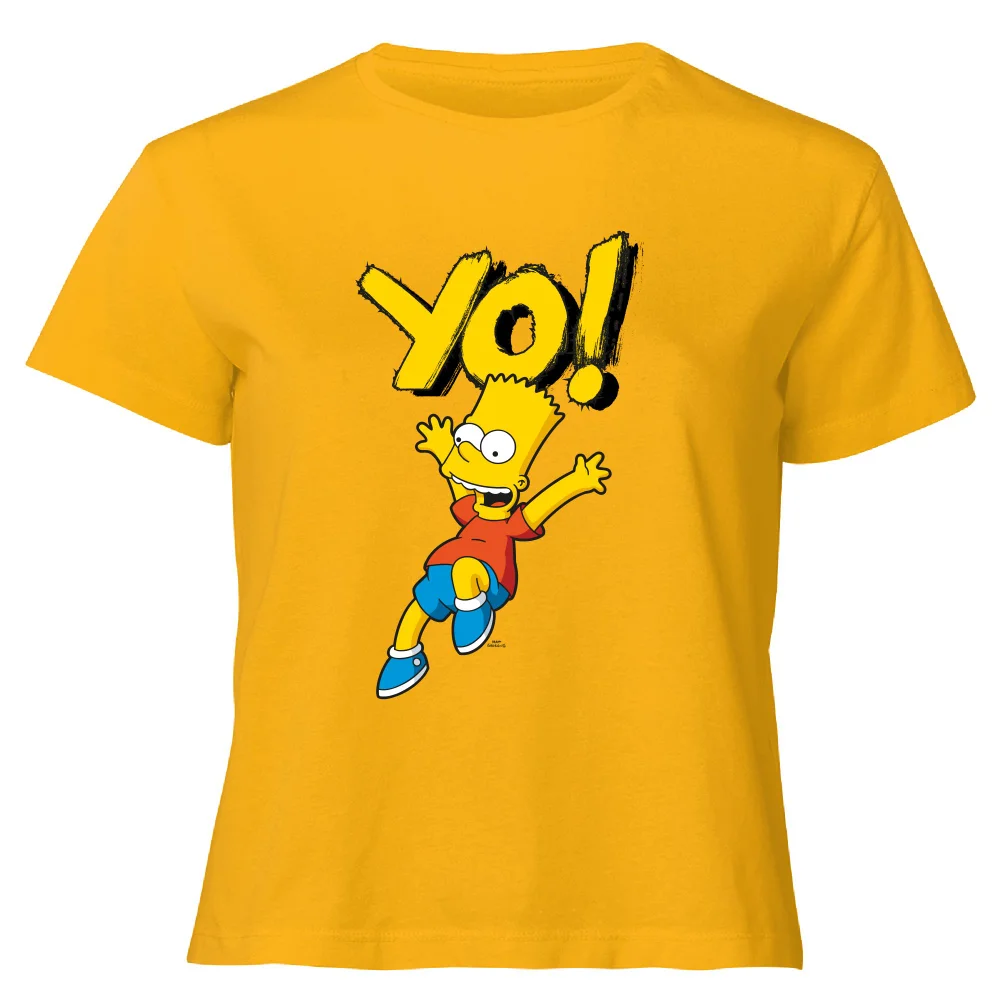 The Simpsons Yo! Bart Women's Cropped T-Shirt - Mustard - XS - Moutarde Image 1