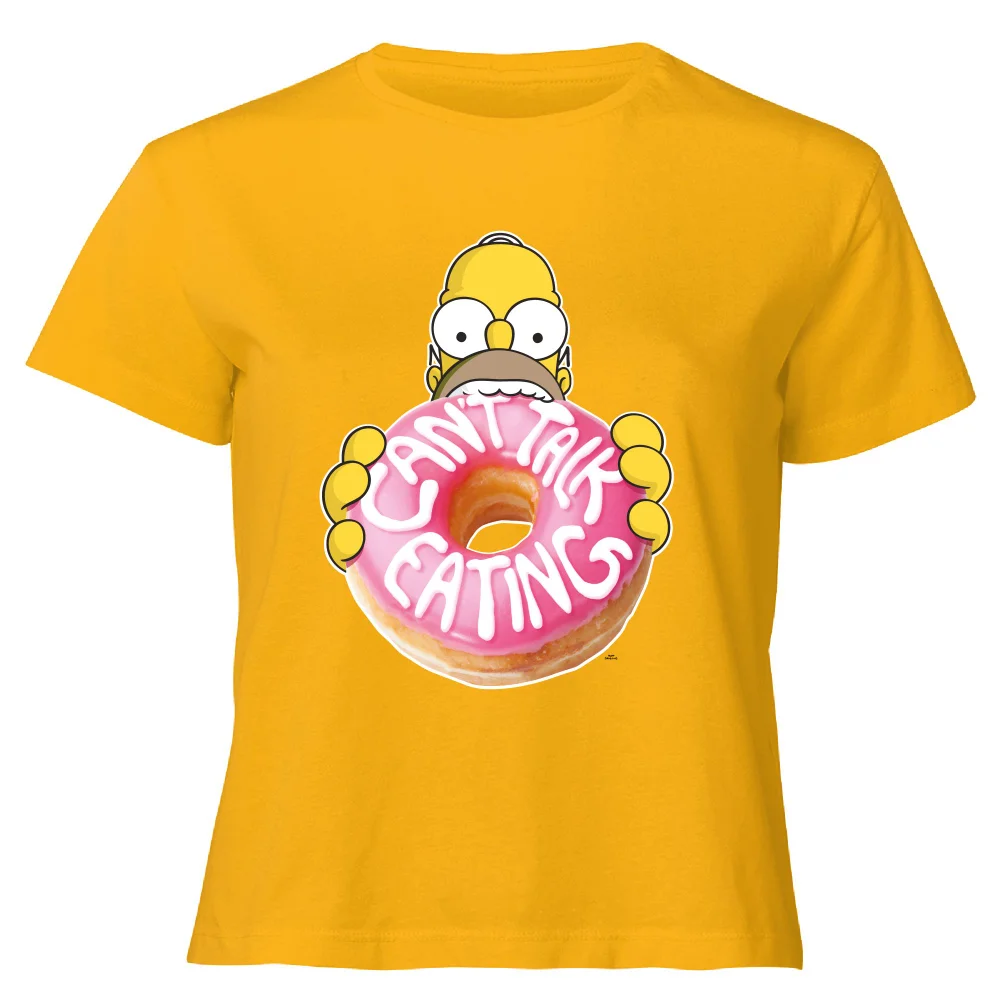 The Simpsons Homer Can't Talk Women's Cropped T-Shirt - Mustard - XS - Moutarde Image 1