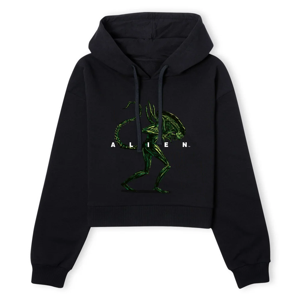 Alien Full Side Women's Cropped Hoodie - Black - XS - Noir Image 1