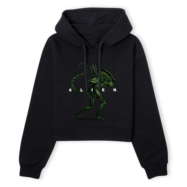 Alien Full Side Women's Cropped Hoodie - Black