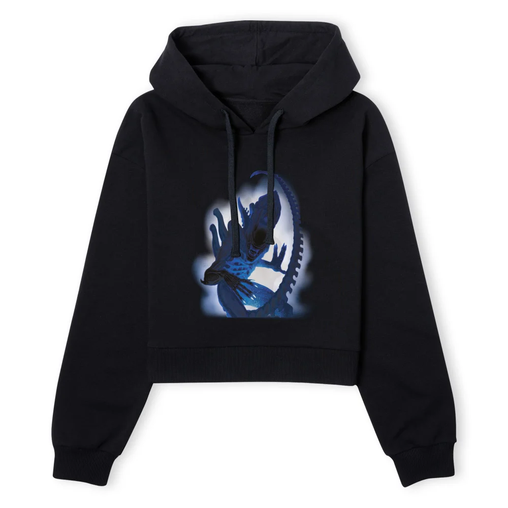 Alien Through The Smoke Women's Cropped Hoodie - Black - XS - Noir Image 1