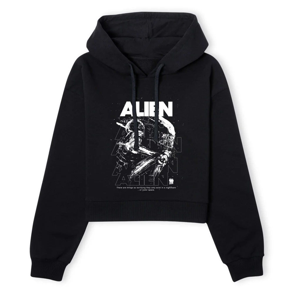 Alien Repeat Women's Cropped Hoodie - Black - XS - Noir Image 1