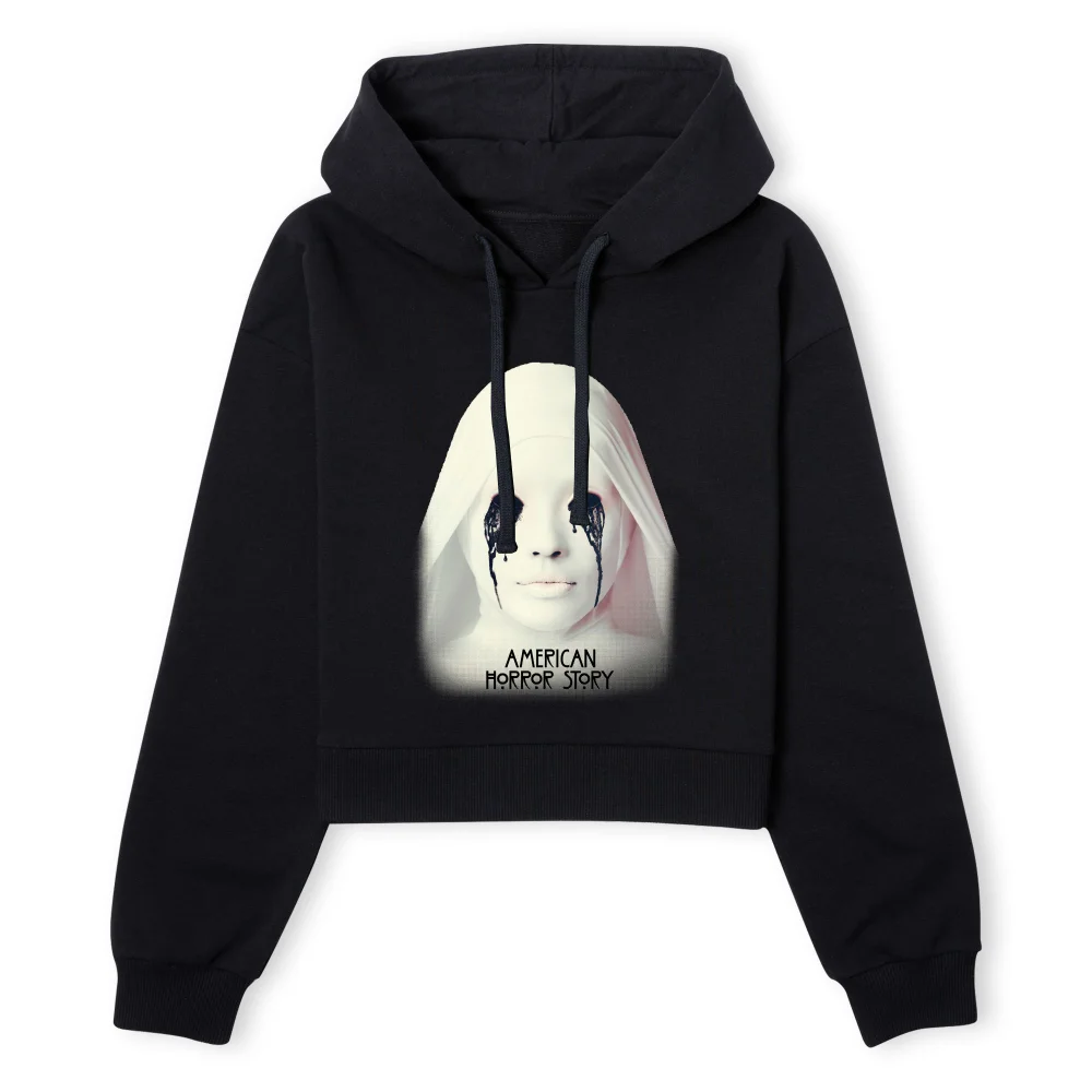 American Horror Story Crying White Nun Women's Cropped Hoodie - Black - XS - Noir Image 1