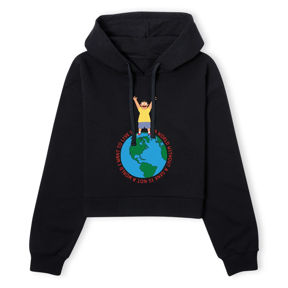 Bob's Burgers A World Without Women's Cropped Hoodie - Black - XS - Noir Image 1