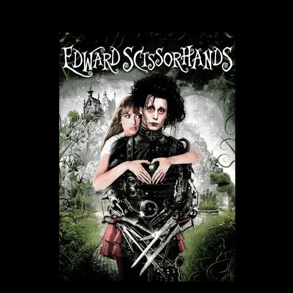 Edward Scissorhands Movie Poster Women's Cropped Hoodie - Black
