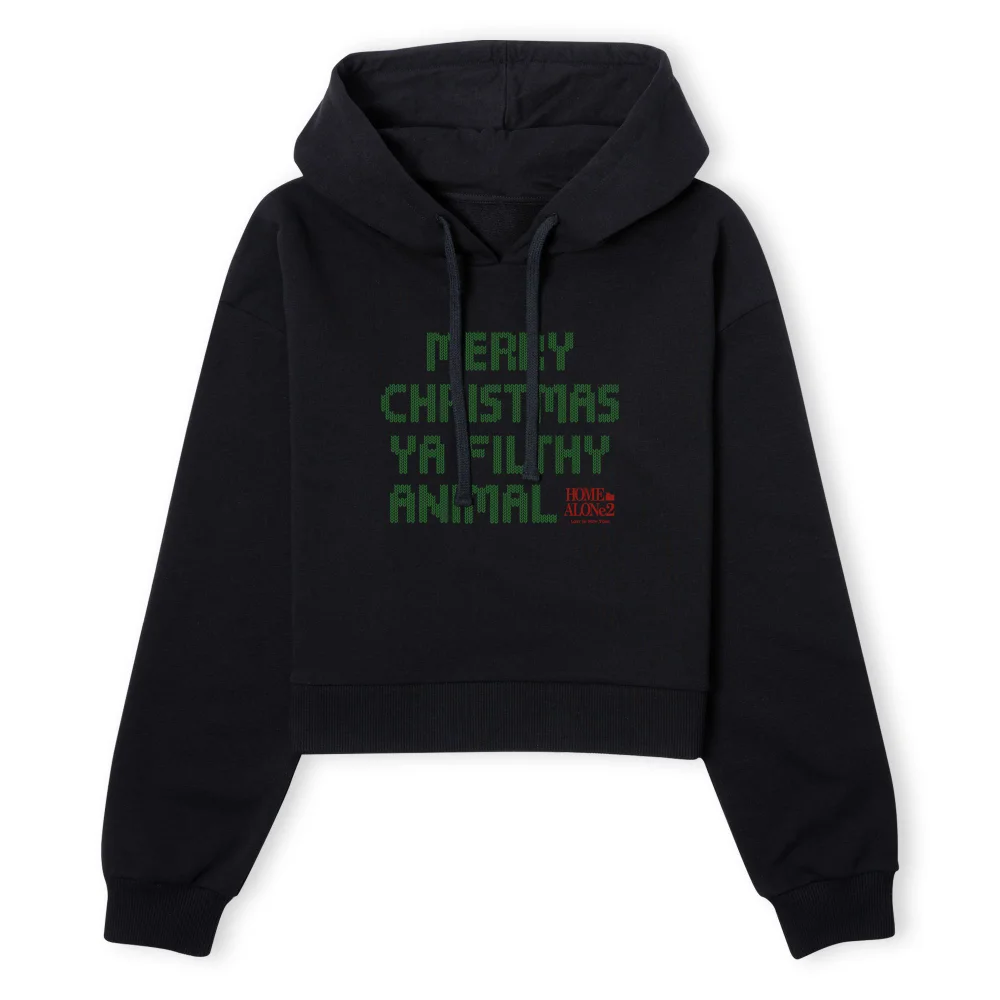 Home Alone Ya Filthy Animal Women's Cropped Hoodie - Black - XS - Noir Image 1