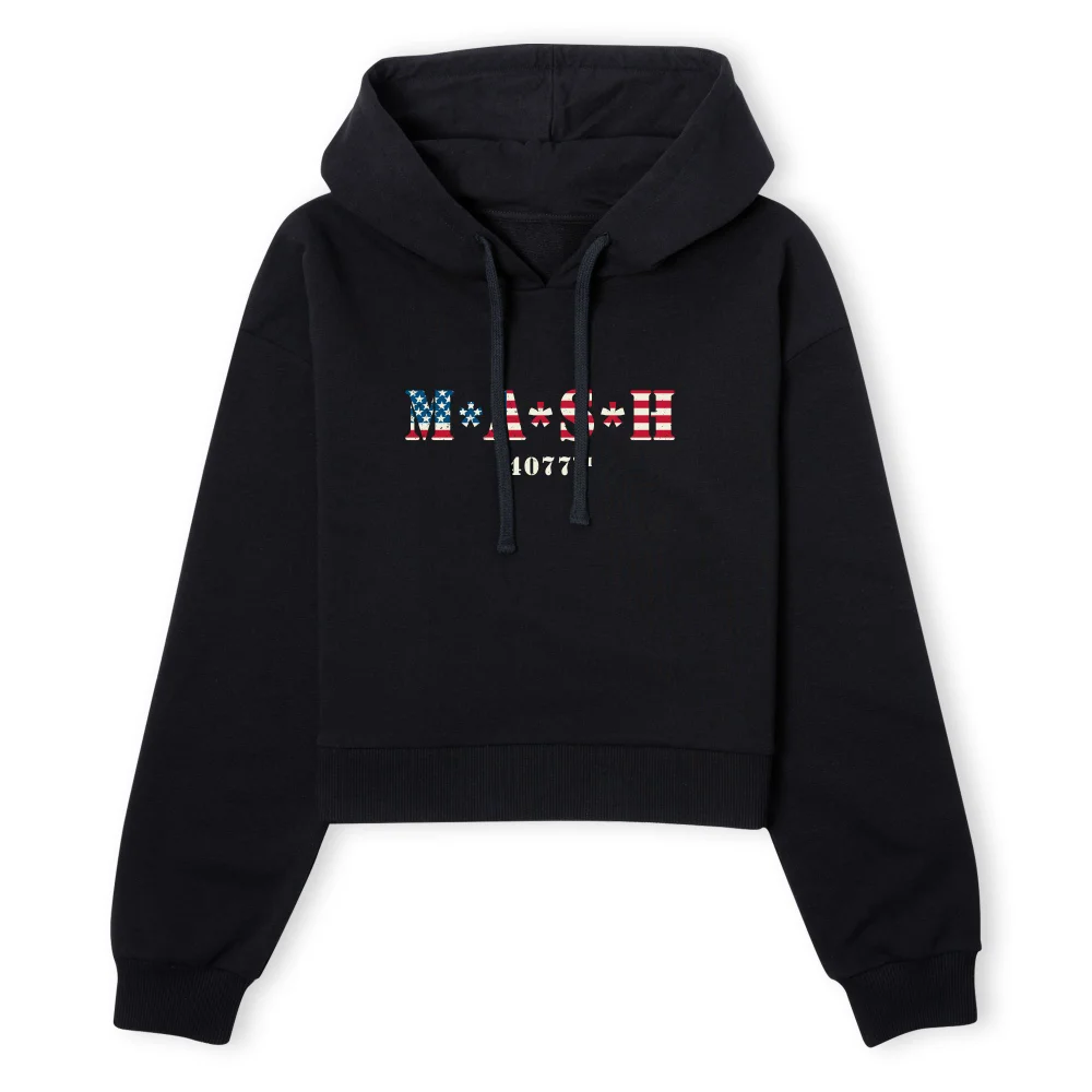 M*A*S*H US Flag Logo Women's Cropped Hoodie - Black - XS - Noir Image 1