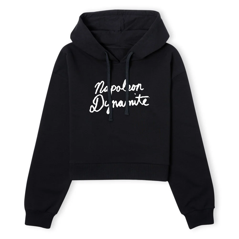 Napoleon Dynamite Script Logo Women's Cropped Hoodie - Black - XS - Noir Image 1