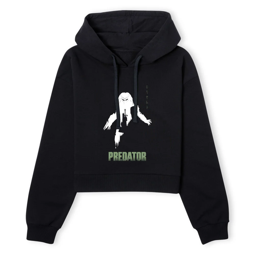 Predator Silhouette Poster Women's Cropped Hoodie - Black - XS - Noir Image 1