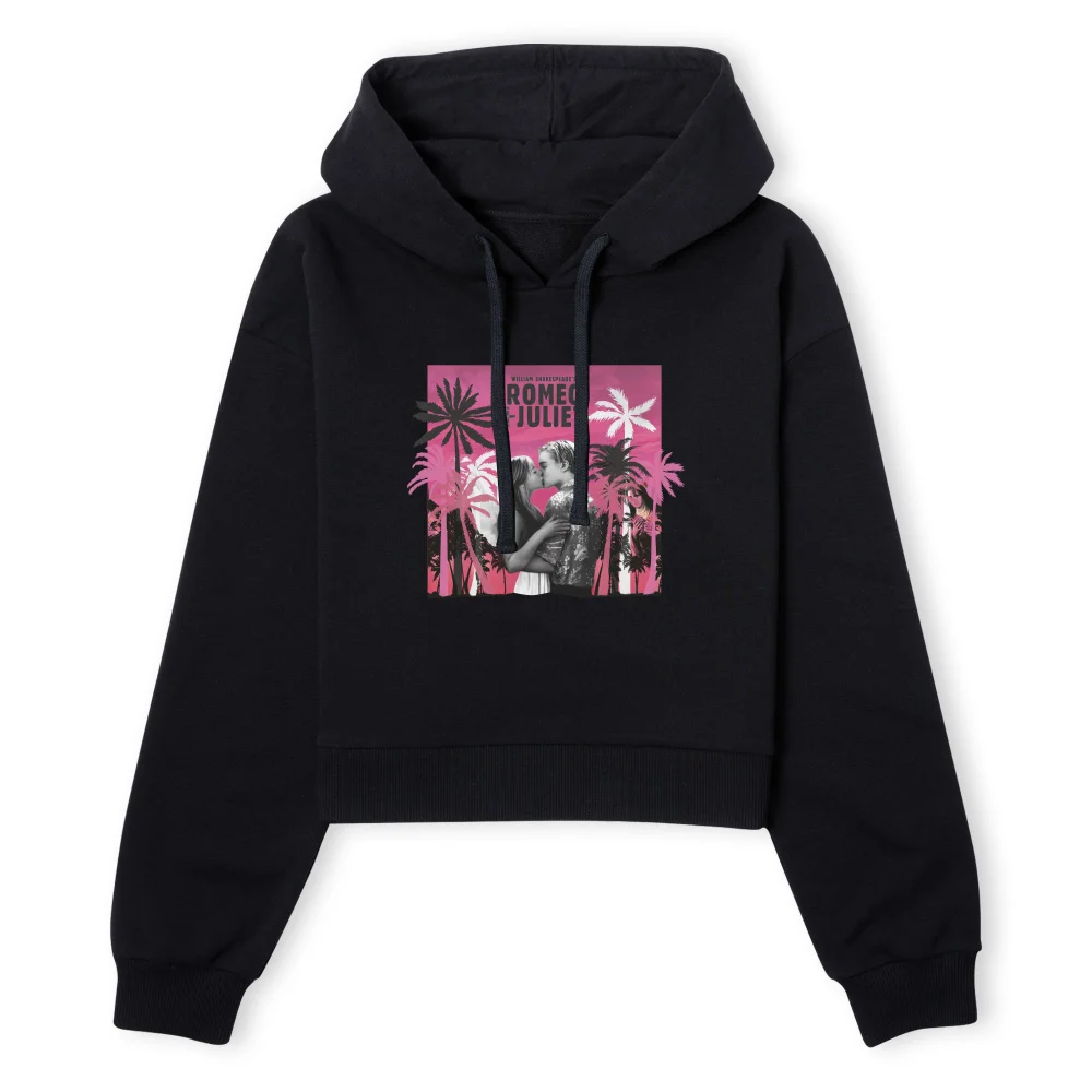 Romeo and Juliet Palmtree Women's Cropped Hoodie - Black - XS - Noir Image 1