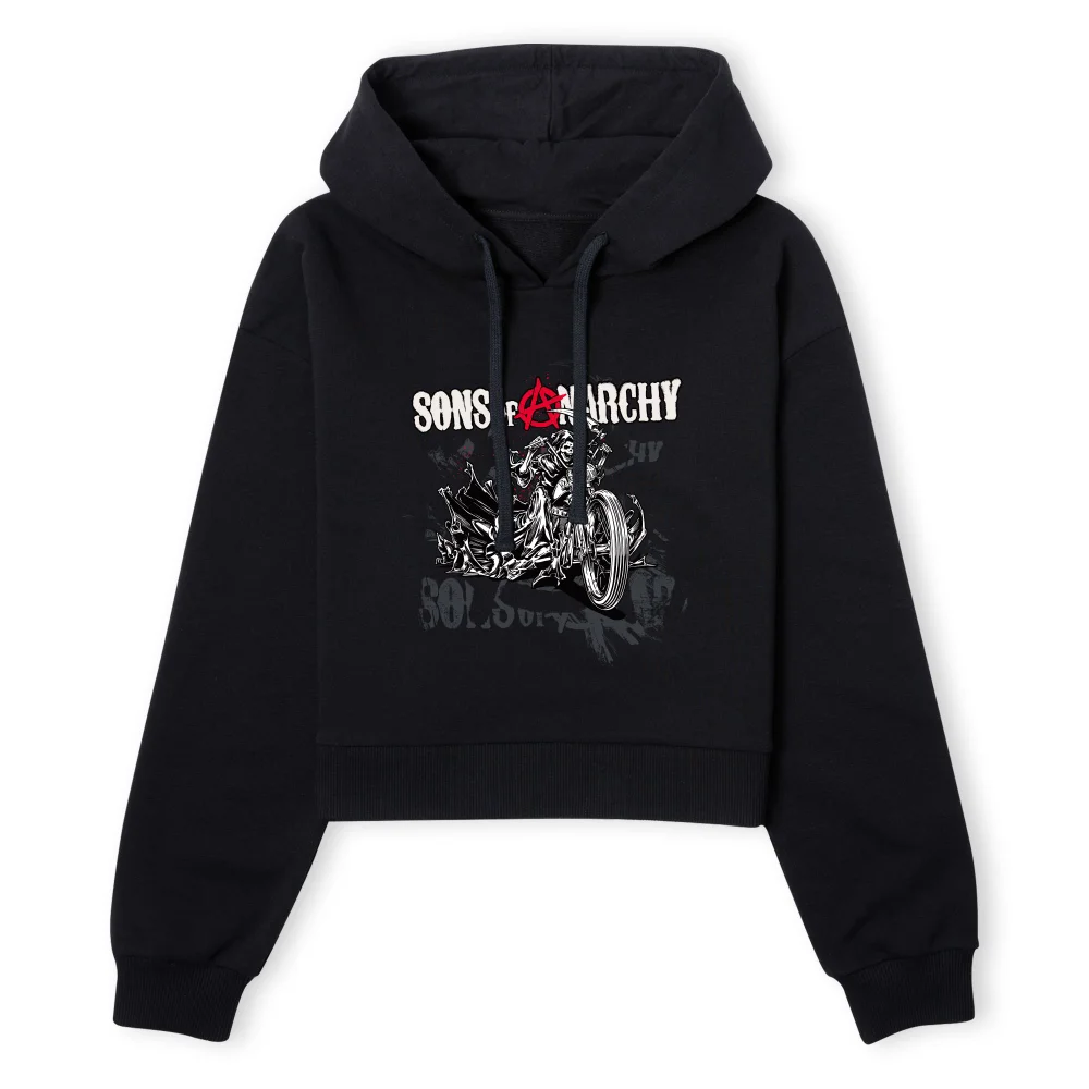 Sons of Anarchy Motorbike Reaper Women's Cropped Hoodie - Black - XS - Noir Image 1