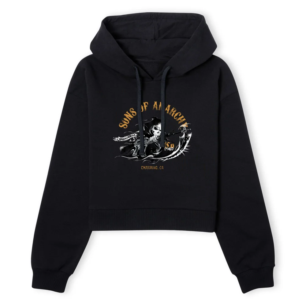 Sons of Anarchy Reaper Illustration Women's Cropped Hoodie - Black - XS - Noir Image 1
