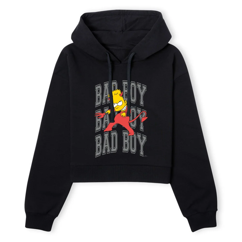 The Simpsons Bad Boy Bart Women's Cropped Hoodie - Black - XS - Noir Image 1