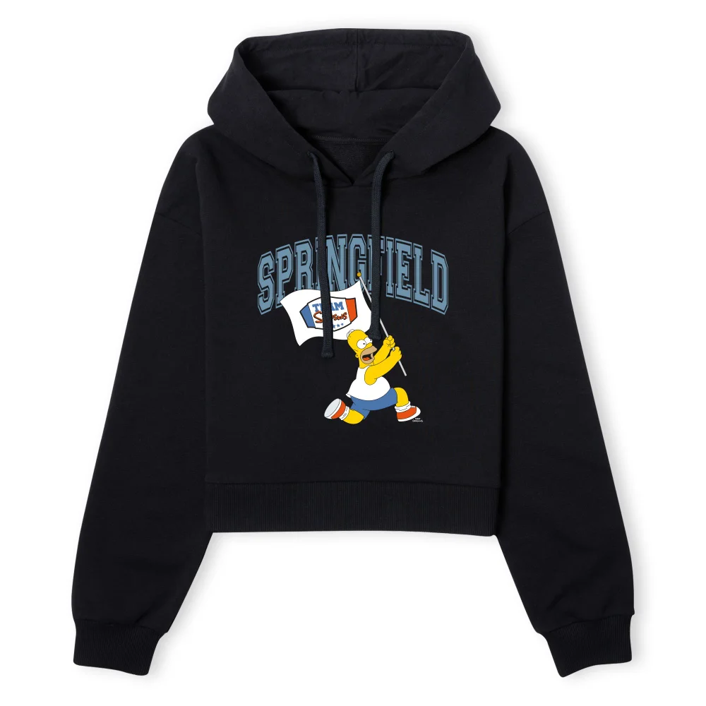 The Simpsons Springfield Team Women's Cropped Hoodie - Black - XS - Noir Image 1