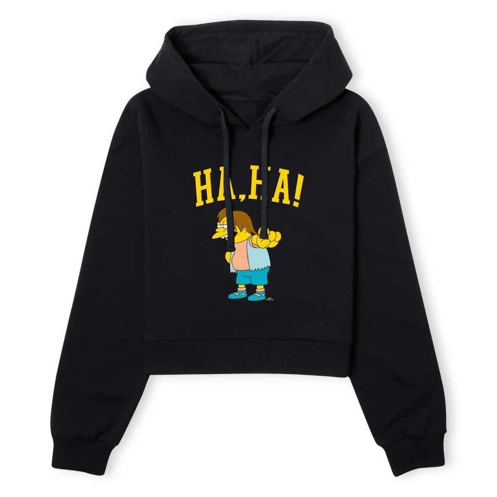 The Simpsons Nelson Ha Ha Women's Cropped Hoodie - Black - XS - Noir Image 1