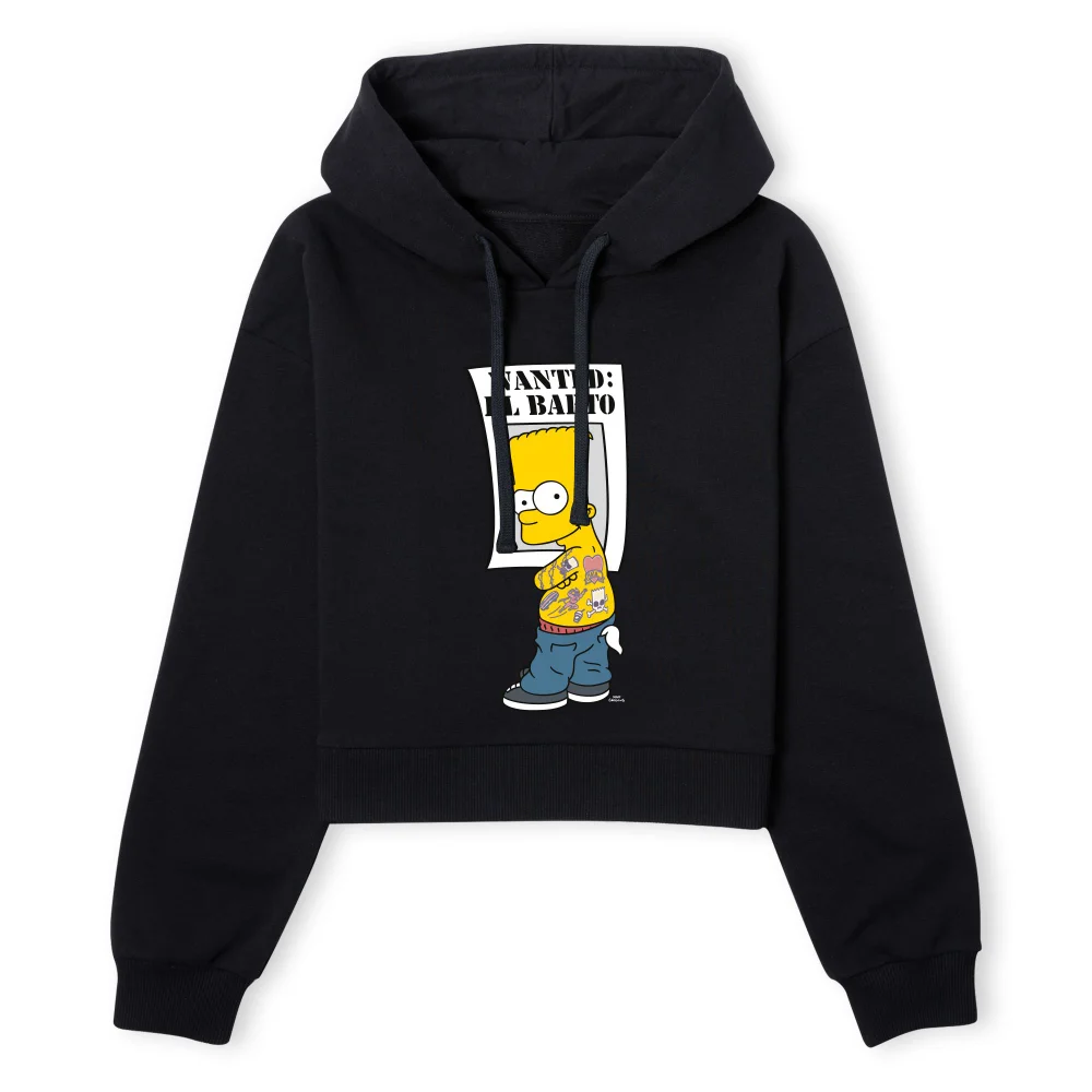The Simpsons Wanted El Barto Women's Cropped Hoodie - Black - XS - Noir Image 1