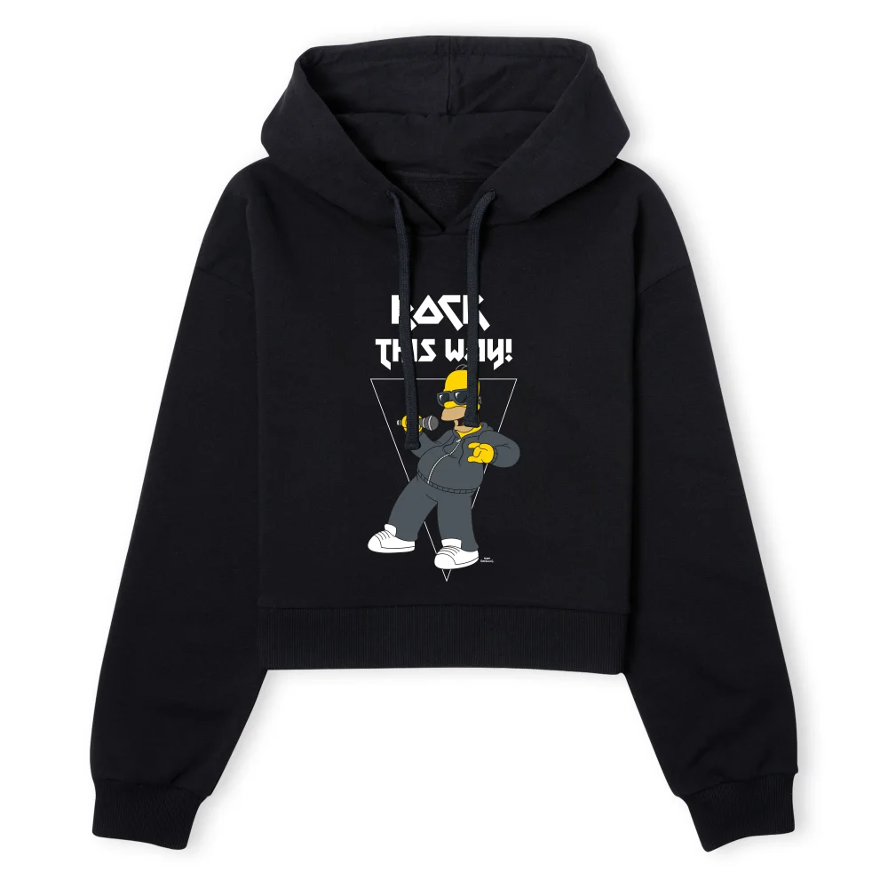 The Simpsons Rock This Way Women's Cropped Hoodie - Black - XS - Noir Image 1