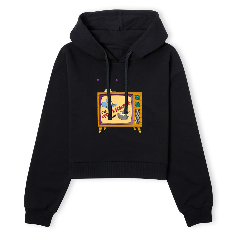 The Simpsons The Itchy And Scratchy Show Women's Cropped Hoodie - Black - XS - Noir Image 1