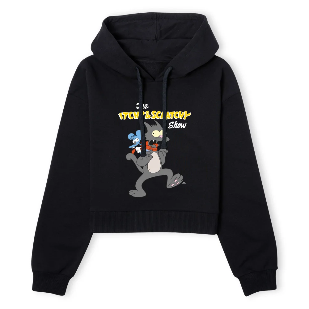The Simpsons Itchy And Scratchy Strangle Women's Cropped Hoodie - Black - XS - Noir Image 1